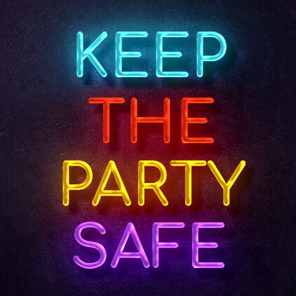 Banner image for the 'Keep The Party Safe' project, featuring vibrant visuals promoting fentanyl awareness and the importance of naloxone as part of safe practices.